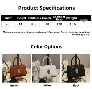 Dimensions détaillées du sac à main effet croco avec options de couleurs variées