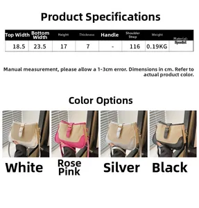 Detailed size chart and multi-color options for woven patchwork crossbody bags