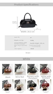 Dimensions détaillées et spécifications du matériau pour ce sac à main carré en cuir PU