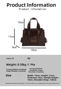 Detailed product size guide for the brown oil wax PU leather crossbody bag and tote