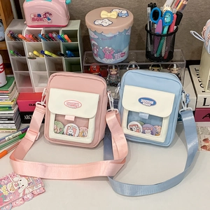 Petit sac bandoulière en toile style japonais avec fenêtre transparente pour pins