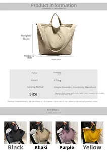Tabella taglie dettagliata per borsa tote in tela con misure 48cm larghezza e 36cm