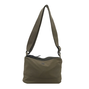 Sac bandoulière en toile vert olive grande capacité avec sangle et logo argenté
