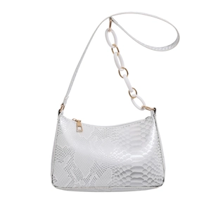 Chic white snakeskin pattern underarm bag with gold hardware and trendy chain strap