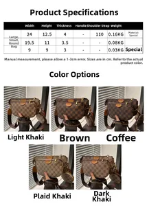 Detailed size specifications for the vintage crossbody bag and mini round coin pouch