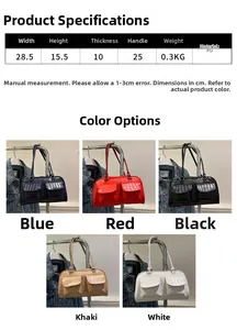 Size chart and dimensions for the vintage crocodile embossed PU leather shoulder bag