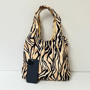 Zebra-Print Canvas-Beuteltasche mit großem Fassungsvermögen und Doppelgriffen für Damen