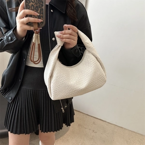 White woven Hobo handbag with unique knot handle design for women's stylish daily use