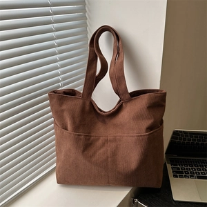 Große Kapazität Cordsamt Tragetasche Für Damen Einfarbig Lässig Schultertasche Unterarm Einkaufstasche Mode Handtasche