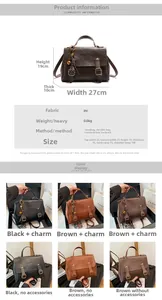 Detailed size chart for retro PU leather backpack with specific height and width dimensions