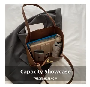 Borsa tote vintage di grande capacità con spazio per tablet e oggetti quotidiani