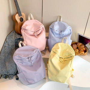 Women Minimalist Nylon Backpack Large Capacity Summer Lightweight Portable Foldable Casual Travel School Daypack Macaron Color