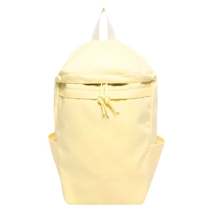 Minimalist light yellow nylon backpack with waterproof matte finish and side pockets