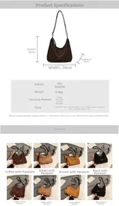 Spécifications de taille et options de couleur pour le sac à bandoulière en cuir PU