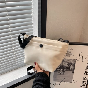 Minimalist Canvas Underarm Shoulder Bag For Women Lightweight Zipper Small Casual Solid Color Tote Handbag Daily Fashion Accessories Bag