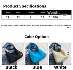 Detailed dimension chart for large canvas tote bag showing size specs and colors