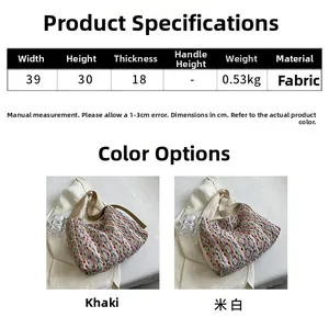 Detailed size chart for large fabric tote bag showing dimensions 39cm by 30cm by 18cm