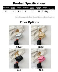 Detailed comparison of mini chain bags in gold, silver, black, and pink colors