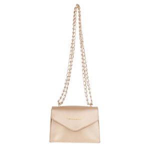 Chic champagne gold mini envelope chain bag with metallic finish for women