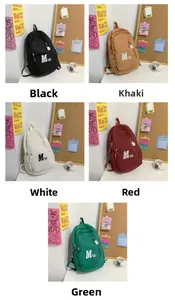 Collage of large capacity minimalist backpacks in black, khaki, white, red, and green colors