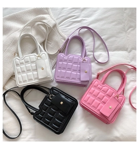 Quilted crossbody bags in white purple pink black with matching mini coin pouches