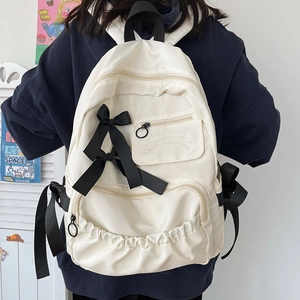 Japanischer Stil Süß Schleife Nylon Rucksack Für Mädchen Große Kapazität Schultasche Ästhetik Student Reise Rucksack