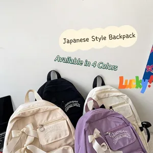 Japanischer Schulrucksack für Schüler mit süßen Schleifenbändern in vier Farben