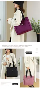 Détails montrant les différentes façons de porter le cabas en nylon à poches multiples