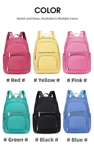 Nylon minimalist backpack in red, yellow, pink, green, black and blue color options