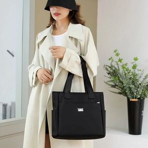 Sac Cabas en Toile de Grande Capacité pour Femmes Mode Sac à Épaule Couleur Unie Élégant Sac à Main avec Plusieurs Poches