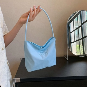 Women's Nylon Underarm Bag Minimalist Shoulder Tote Bag With Onwards And Upwards Embroidery Casual Fashion Handbag Purse