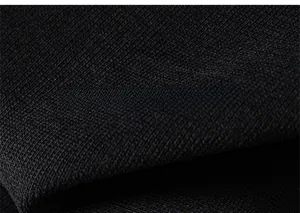 Close-up of black ribbed knit fabric texture showing fine vertical textile weave details