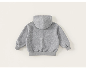Detail of grey marl hoodie showing premium cotton texture and ribbed cuffs