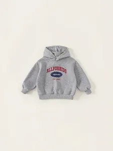 Kids Casual Hoodie Cotton Blend American Vintage Letter Printed Long Sleeve Sweatshirt For Boys Girls Autumn Clothes