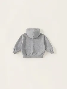 Classic heather gray hooded sweatshirt for children with ribbed cuffs and hem