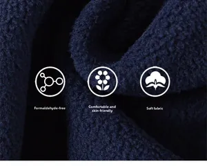 Close-up of skin-friendly navy fleece fabric with soft texture and formaldehyde-free safety
