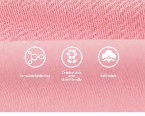 Close-up of pink knit fabric texture showing soft touch and formaldehyde-free material