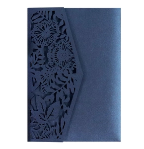 Laser Cut Wedding Invitation Cards Artificial Pearl Paper Floral Hollow Out Invitation Pocket For Engagement Party Banquet Event With Envelopes
