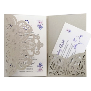 European Laser Cut Wedding Invitations Hollow Floral Invitation Cards For Party Banquet Luxury Pearlescent Paper Greeting Cards