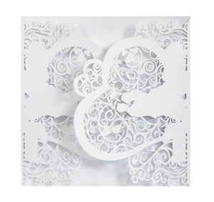 Laser Cut Wedding Invitation Cards With Inner Sheets And Envelopes Pearlescent Paper Hollow Heart Flower Design For Marriage Anniversary Party Decoration