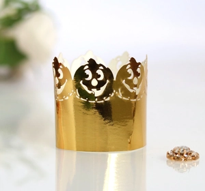 Golden Halloween pumpkin hollow lace LED tea light candle wrap for party cake decoration