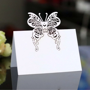 Laser Cut Butterfly Place Cards Pearlescent Paper Name Cards For Wedding Banquet Party Table Decoration Elegant Seat Cards