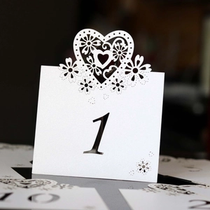 Heart Hollow Laser Cut Table Number Cards Wedding Party Decoration Pearlescent Paper Seat Cards Reception Place Cards