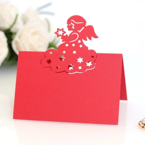 Elegante rote lasergeschnittene Engel-Tischkarte für Hochzeit und Geburtstag Deko