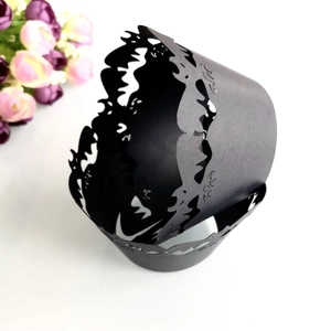 Laser cut black bat hollow cake wrappers for Halloween decoration on white background