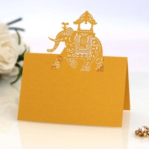 Elephant Laser Cut Place Cards Pearlescent Paper Table Name Cards For Wedding Banquet Party Decoration Foldable Seat Sign Cards