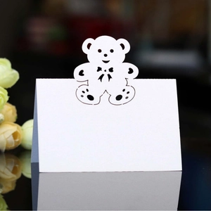 Laser Cut Bear Place Cards Hollow Teddy Bear Name Cards For Wedding Party Table Decoration Artificial Pearl Paper Seat Cards