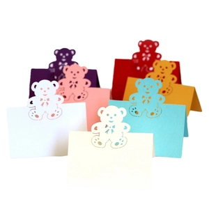 Laser cut bear table place cards in multiple colors for wedding and party seating