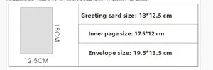 Size chart showing dimensions for laser cut wedding invitations and matching envelopes