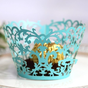 Elegant Laser Cut Cupcake Wrappers Hollow Filigree Pearlescent Paper Cake Decorative Liners For Wedding Birthday Party Favors